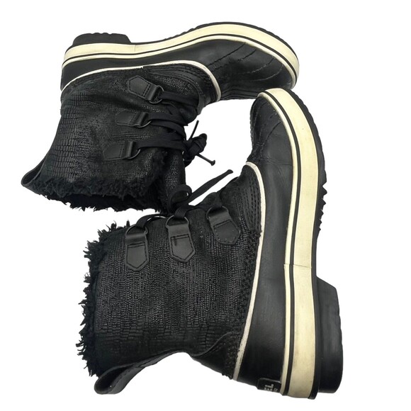 SOREL Tivoli Snow Boots Women’s Size 7 Black Waterproof Mid Faux Fur Winter - Picture 6 of 12